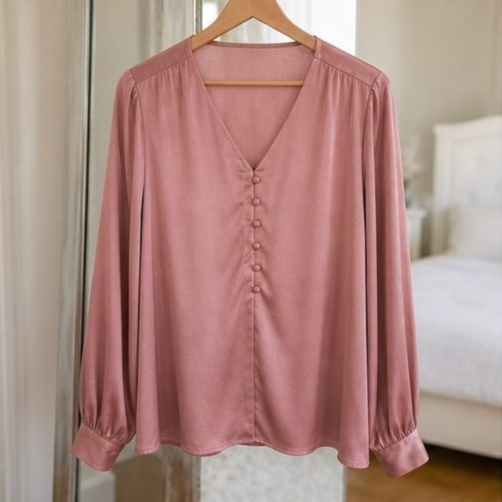Rust Tie Neck Blouse